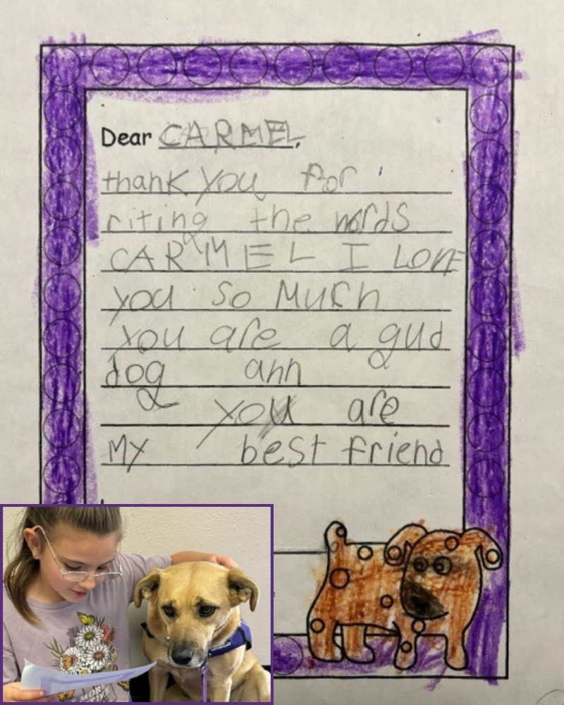A note written to Carmel by an ABC Pet Therapy Program Participant.